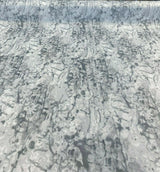 Nature Cloud Spotting Velvet Upholstery Fabric - White Gray Marble Design, 54" Width (By The Yard)