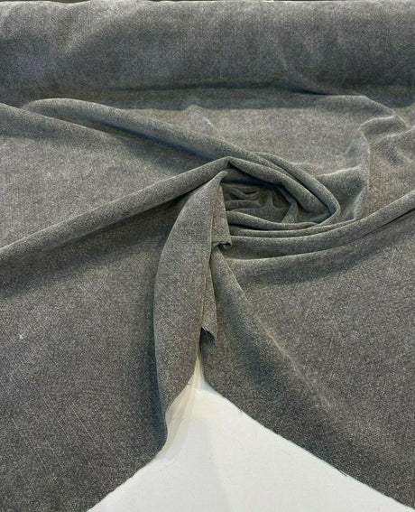 Calvin Linen Wrought Iron Gray Linen Fabric - Wrought Iron Gray, 56" Width, Railroaded (1 Yard)