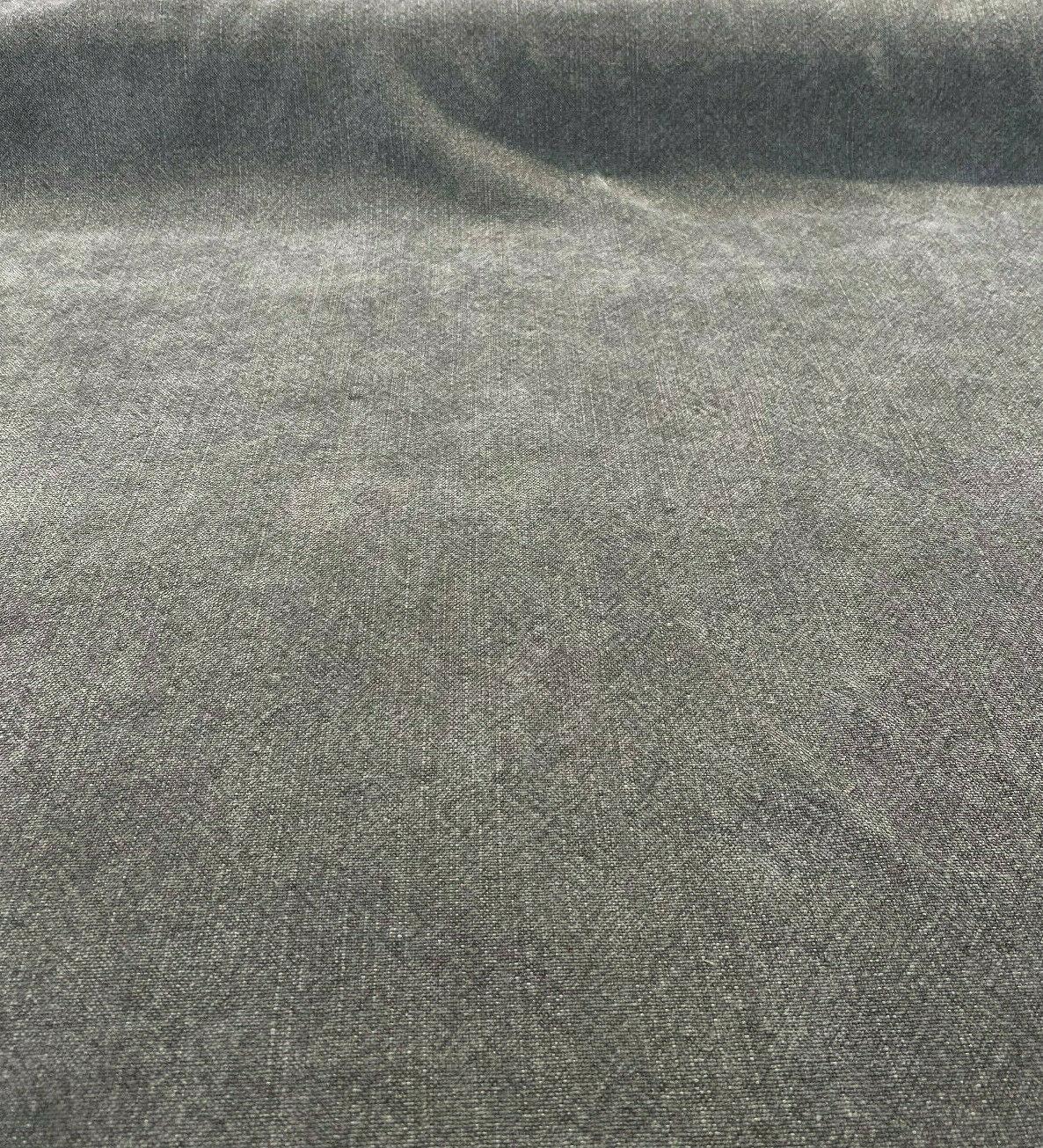 Calvin Linen Wrought Iron Gray Linen Fabric - Wrought Iron Gray, 56" Width, Railroaded (1 Yard)