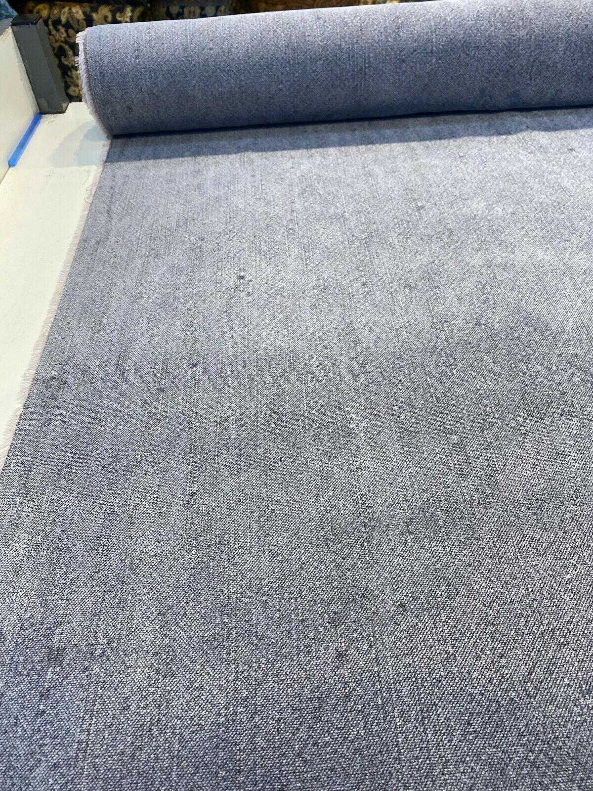 Calvin Linen Denim Blue Italian Linen Blend Fabric - Denim Blue, 56" Width, Railroaded (1 Yard)