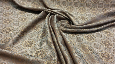 Westport Blue Polyester Jacquard Fabric - Blue Geometric Traditional, 57" Width (1 Yard)