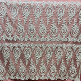 Beaded Corded Lace Mesh White
