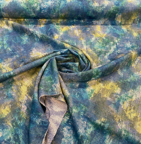 Boho Lagoon Chenille Upholstery Fabric - Aqua Teal, 56" Width, 32" Vertical Repeat, 24" Horizontal Repeat (1 Yard)