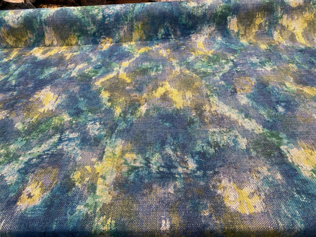 Boho Lagoon Chenille Upholstery Fabric - Aqua Teal, 56" Width, 32" Vertical Repeat, 24" Horizontal Repeat (1 Yard)