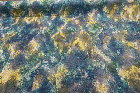 Boho Lagoon Chenille Upholstery Fabric - Aqua Teal, 56" Width, 32" Vertical Repeat, 24" Horizontal Repeat (1 Yard)