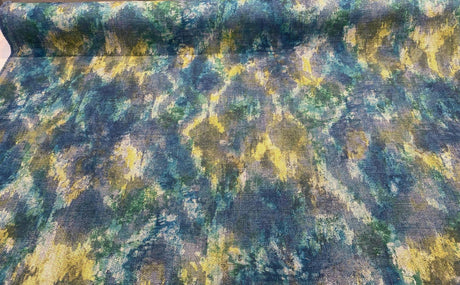 Boho Lagoon Chenille Upholstery Fabric - Aqua Teal, 56" Width, 32" Vertical Repeat, 24" Horizontal Repeat (1 Yard)