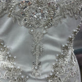 Beaded Lace Fabric Embroidered On 100 Percent Polyester Net Mesh - Off White, Antique Silver, White, 50" Wide (1 Yard)