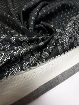 Cotton Sateen Paisley Black White