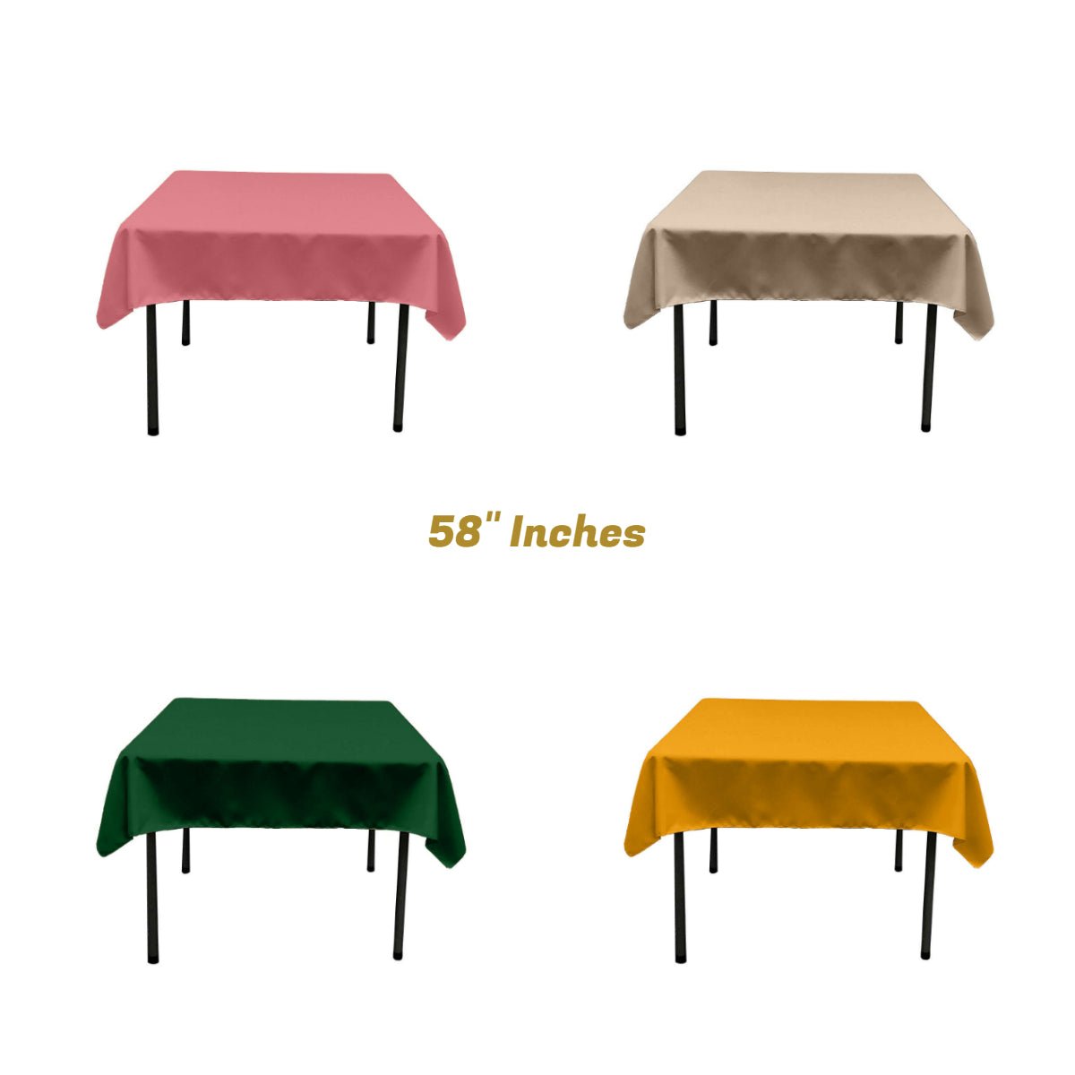 Polyester Poplin Fabric - Solid Color, 58" X 58" Square Tablecloth (1 Piece)