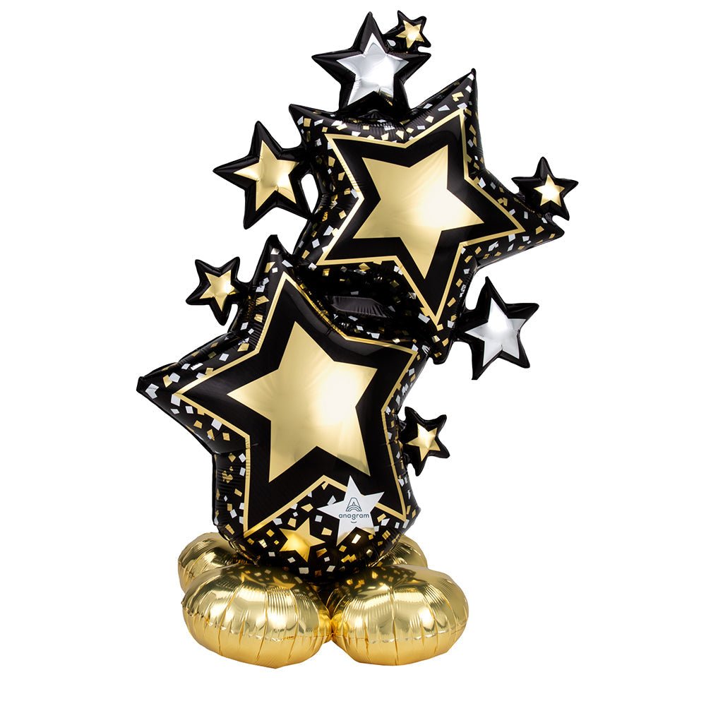 Foil Balloon Star Cluster Black & Gold AirLoonz