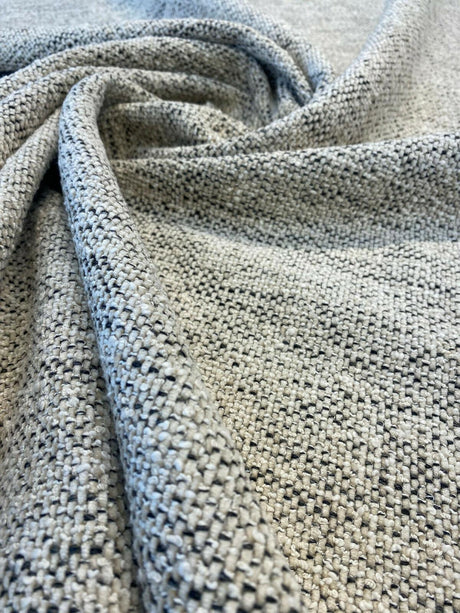 Gabriella Fossil Italian Chenille Tweed Fabric - Beige Off White With Black Hints, 56" Width (1 Yard)