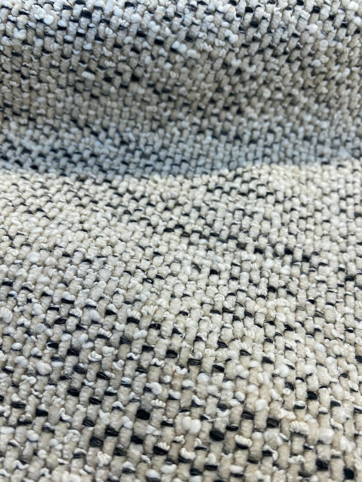 Gabriella Fossil Italian Chenille Tweed Fabric - Beige Off White With Black Hints, 56" Width (1 Yard)
