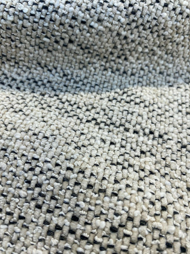 Gabriella Fossil Italian Chenille Tweed Fabric - Beige Off White With Black Hints, 56" Width (1 Yard)