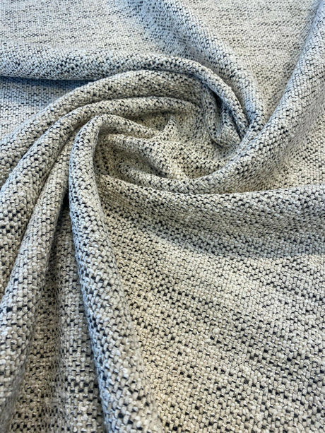 Gabriella Fossil Italian Chenille Tweed Fabric - Beige Off White With Black Hints, 56" Width (1 Yard)