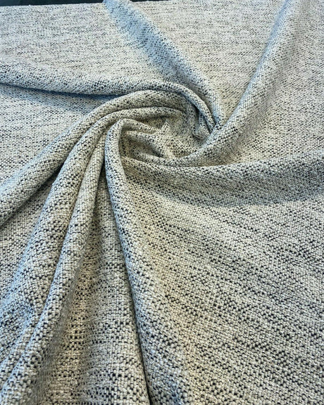 Gabriella Fossil Italian Chenille Tweed Fabric - Beige Off White With Black Hints, 56" Width (1 Yard)