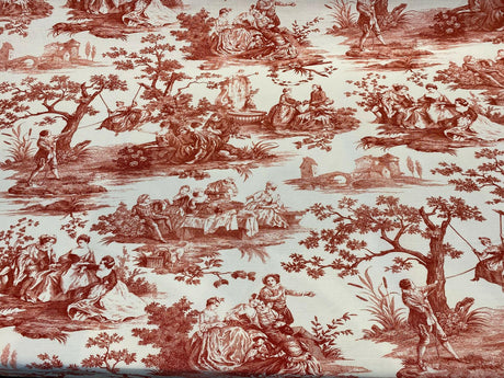 Waverly Toile Idyllic Days Cotton Fabric - Red Amaryllis Toile, 54" Width (1 Yard)