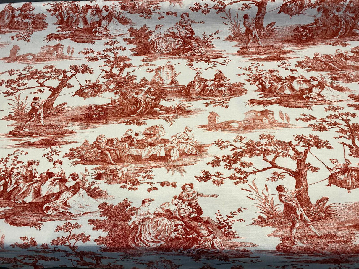 Waverly Toile Idyllic Days Cotton Fabric - Red Amaryllis Toile, 54" Width (1 Yard)