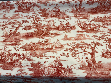 Waverly Toile Idyllic Days Cotton Fabric - Red Amaryllis Toile, 54" Width (1 Yard)