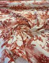 Waverly Toile Idyllic Days Cotton Fabric - Red Amaryllis Toile, 54" Width (1 Yard)
