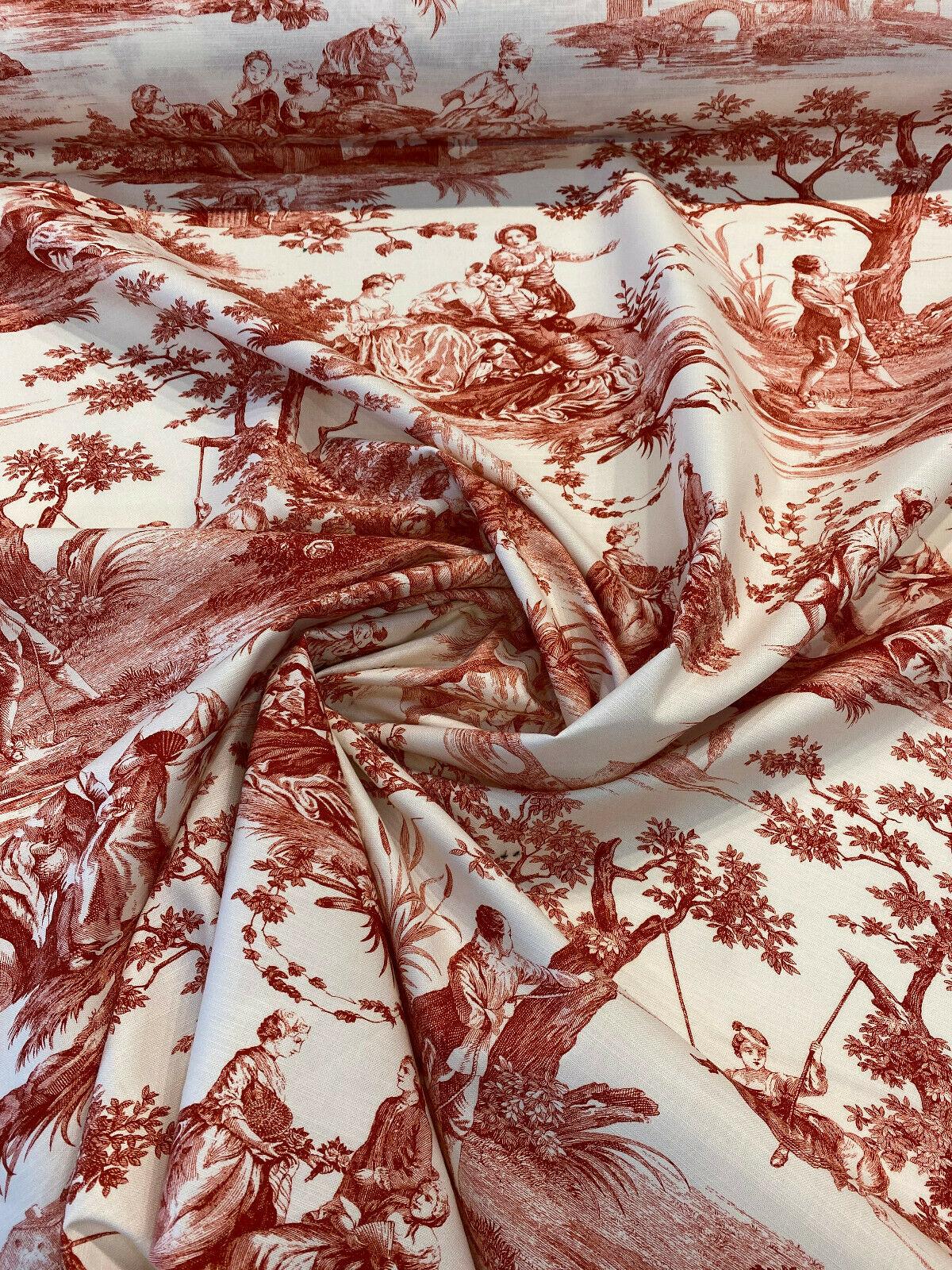 Waverly Toile Idyllic Days Cotton Fabric - Red Amaryllis Toile, 54" Width (1 Yard)