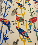 Waverly Bird House Parrots Chatter Prism 100 Percent Cotton Fabric - Beige With Blue, Red, Green Parrots And Birds, 54" Width (By The Yard)