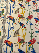 Waverly Bird House Parrots Chatter Prism 100 Percent Cotton Fabric - Beige With Blue, Red, Green Parrots And Birds, 54" Width (By The Yard)