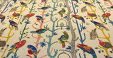 Waverly Bird House Parrots Chatter Prism 100 Percent Cotton Fabric - Beige With Blue, Red, Green Parrots And Birds, 54" Width (By The Yard)