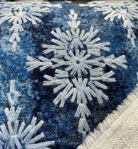 P Kaufmann Asterisk Embroidered Cotton Fabric - Blue Midnight Medallion, Southwestern, Lodge, 54" Width (1 Yard)