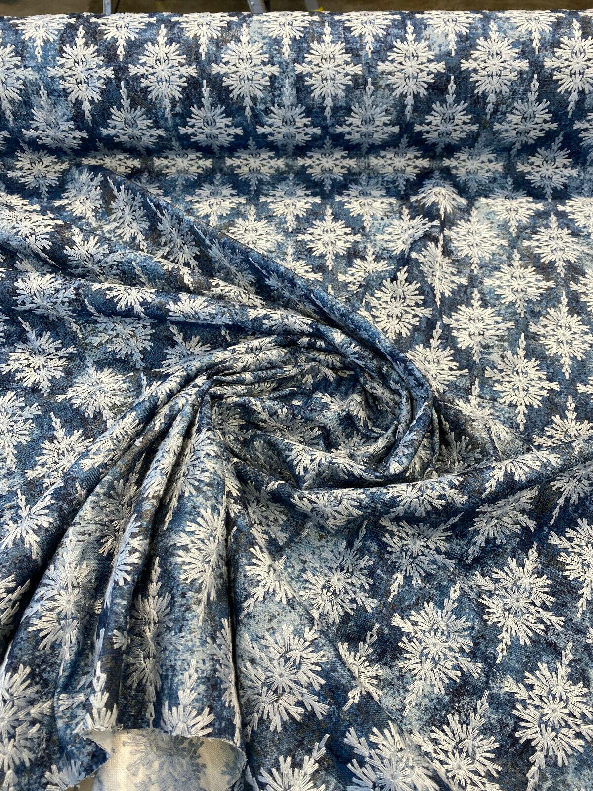 P Kaufmann Asterisk Embroidered Cotton Fabric - Blue Midnight Medallion, Southwestern, Lodge, 54" Width (1 Yard)