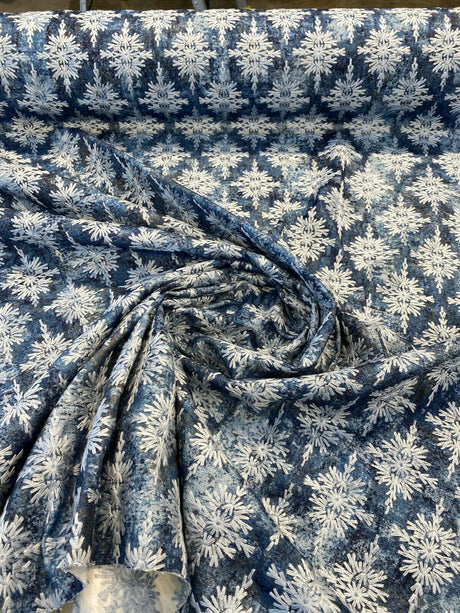 P Kaufmann Asterisk Embroidered Cotton Fabric - Blue Midnight Medallion, Southwestern, Lodge, 54" Width (1 Yard)