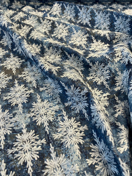 P Kaufmann Asterisk Embroidered Cotton Fabric - Blue Midnight Medallion, Southwestern, Lodge, 54" Width (1 Yard)