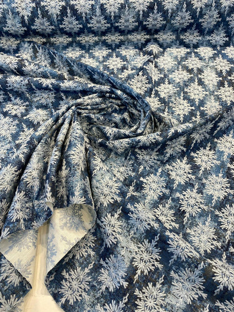 P Kaufmann Asterisk Embroidered Cotton Fabric - Blue Midnight Medallion, Southwestern, Lodge, 54" Width (1 Yard)