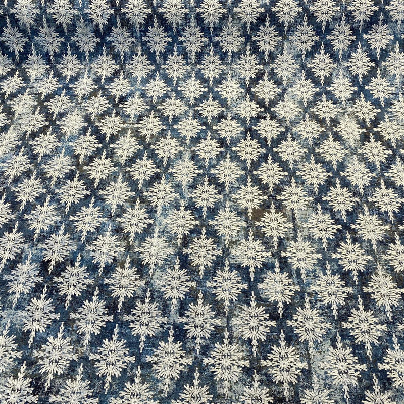 P Kaufmann Asterisk Embroidered Cotton Fabric - Blue Midnight Medallion, Southwestern, Lodge, 54" Width (1 Yard)