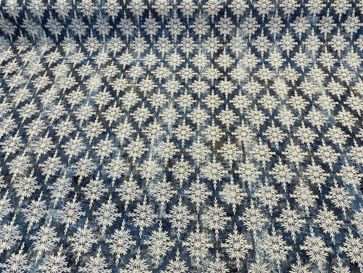 P Kaufmann Asterisk Embroidered Cotton Fabric - Blue Midnight Medallion, Southwestern, Lodge, 54" Width (1 Yard)