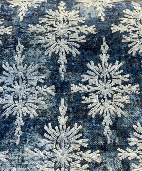 P Kaufmann Asterisk Embroidered Cotton Fabric - Blue Midnight Medallion, Southwestern, Lodge, 54" Width (1 Yard)