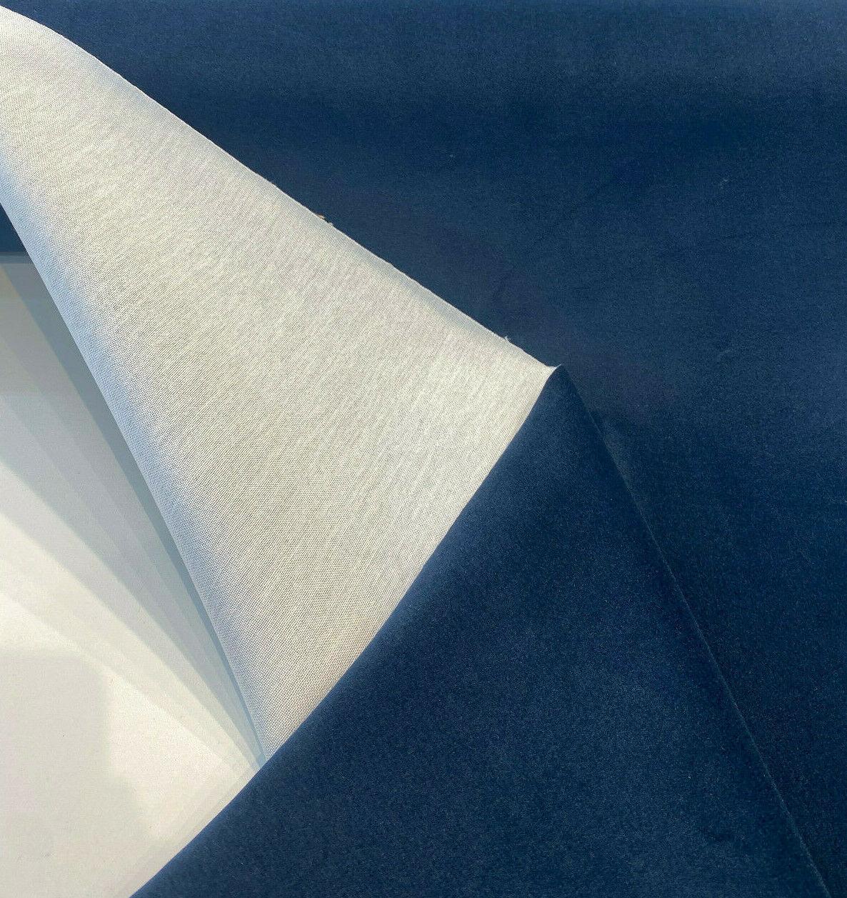 Modern Velvet Polyester Upholstery Fabric - Navy Blue, Velvet Pile, 56" Width (1 Yard)