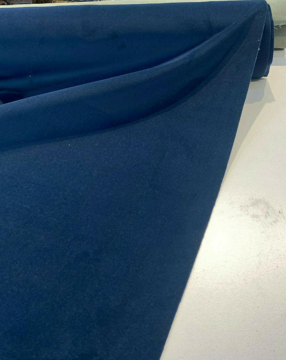 Modern Velvet Polyester Upholstery Fabric - Navy Blue, Velvet Pile, 56" Width (1 Yard)
