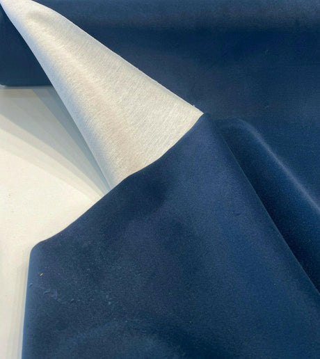Modern Velvet Polyester Upholstery Fabric - Navy Blue, Velvet Pile, 56" Width (1 Yard)