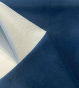 Modern Velvet Polyester Upholstery Fabric - Navy Blue, Velvet Pile, 56" Width (1 Yard)