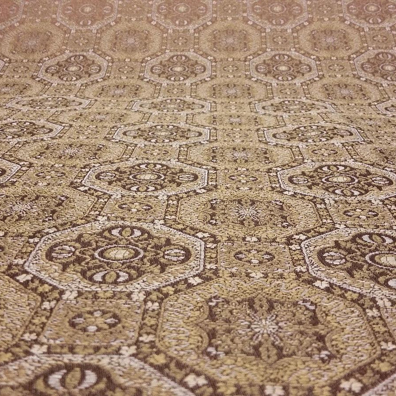 Westport Gold Polyester Jacquard Fabric - Gold Geometric Traditional, 57" Width (1 Yard)