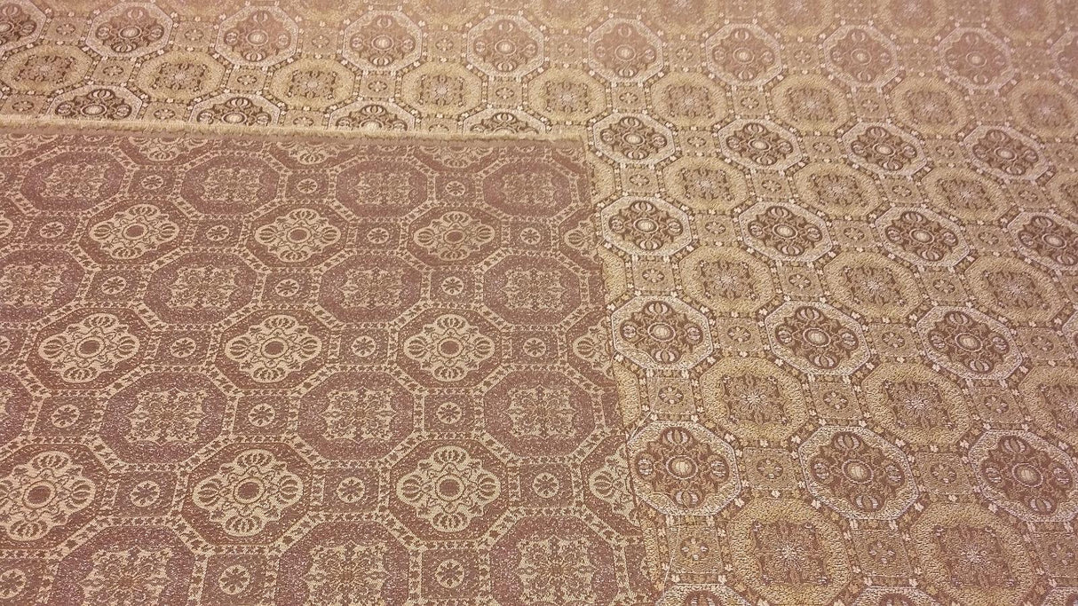 Westport Gold Polyester Jacquard Fabric - Gold Geometric Traditional, 57" Width (1 Yard)