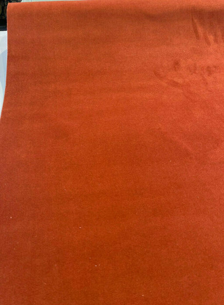 Modern Velvet Orange Cayenne Polyester Velvet Fabric - Orange Cayenne, Velvet Pile, 56" Width (1 Yard)