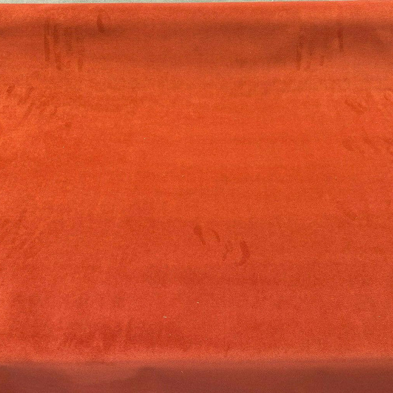 Modern Velvet Orange Cayenne Polyester Velvet Fabric - Orange Cayenne, Velvet Pile, 56" Width (1 Yard)