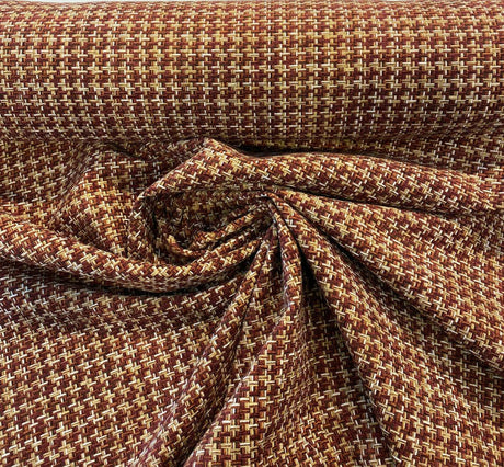 Touro Chenille Upholstery Fabric - Rustic Red Basketweave, 54" Width (1 Yard)
