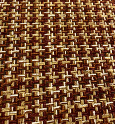 Touro Chenille Upholstery Fabric - Rustic Red Basketweave, 54" Width (1 Yard)