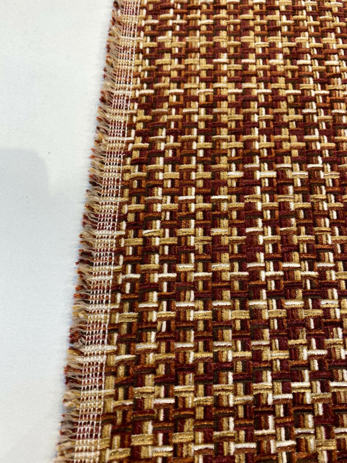Touro Chenille Upholstery Fabric - Rustic Red Basketweave, 54" Width (1 Yard)