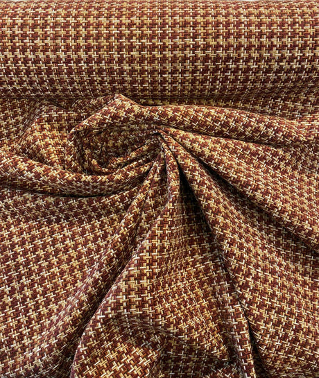 Touro Chenille Upholstery Fabric - Rustic Red Basketweave, 54" Width (1 Yard)