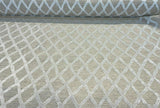 Raised Velvet Chenille Diamond Regis Buff Upholstery Fabric - Beige Background With Raised Ivory Velvet Diamonds, 56" Width (1 Yard)