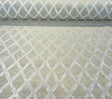 Raised Velvet Chenille Diamond Regis Buff Upholstery Fabric - Beige Background With Raised Ivory Velvet Diamonds, 56" Width (1 Yard)