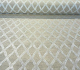 Raised Velvet Chenille Diamond Regis Buff Upholstery Fabric - Beige Background With Raised Ivory Velvet Diamonds, 56" Width (1 Yard)